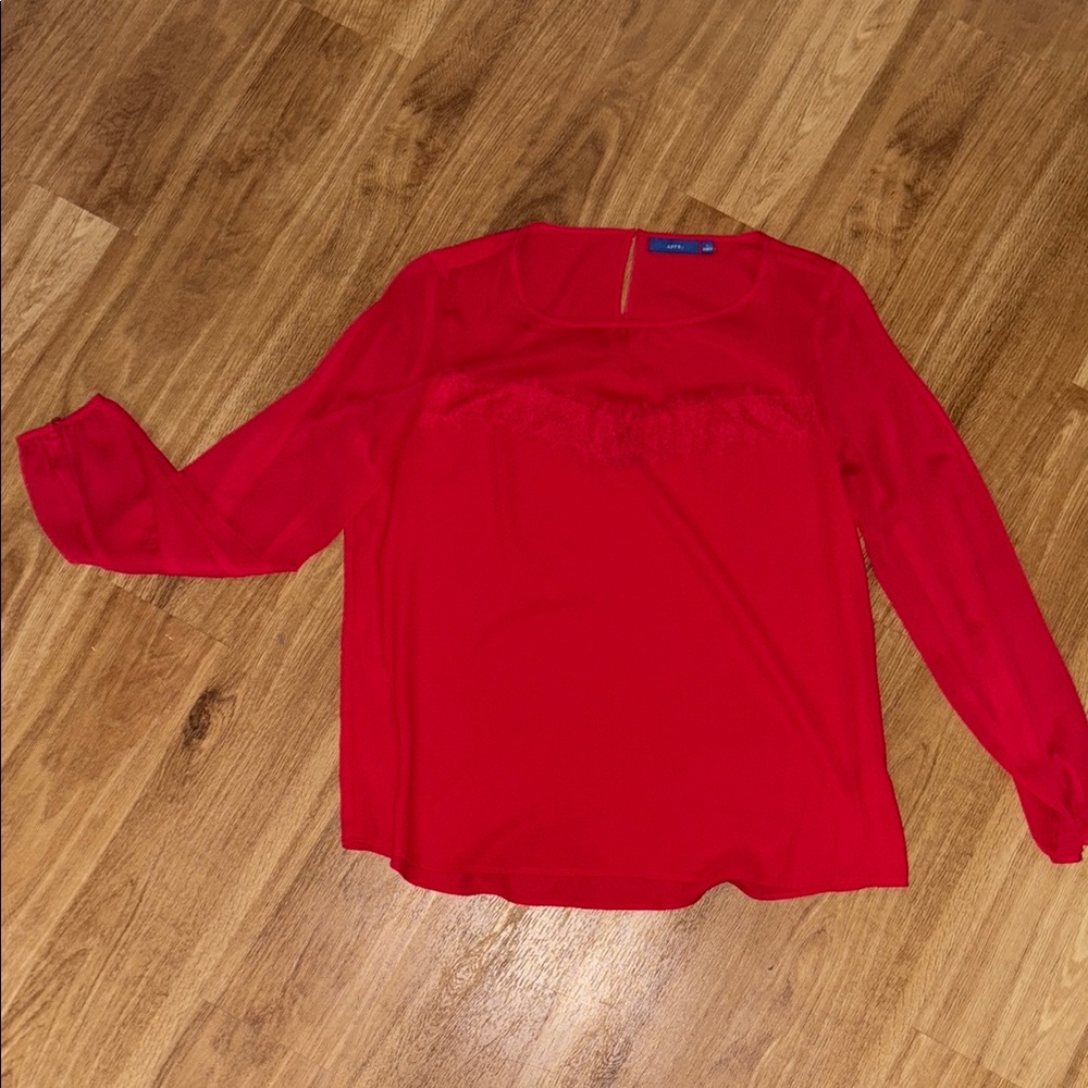 Apt. 9 Vibrant Red Long Sleeve Blouse
